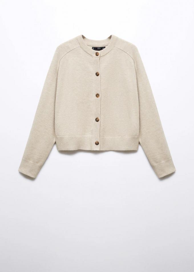 Beige cardigan met ronde halslijn