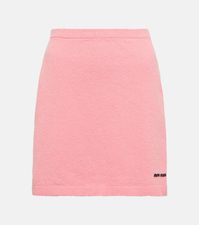 Roze, gebreide mini rok 
