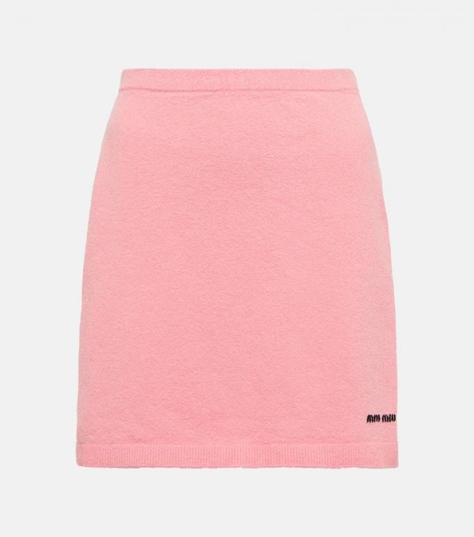 Roze, gebreide mini rok 