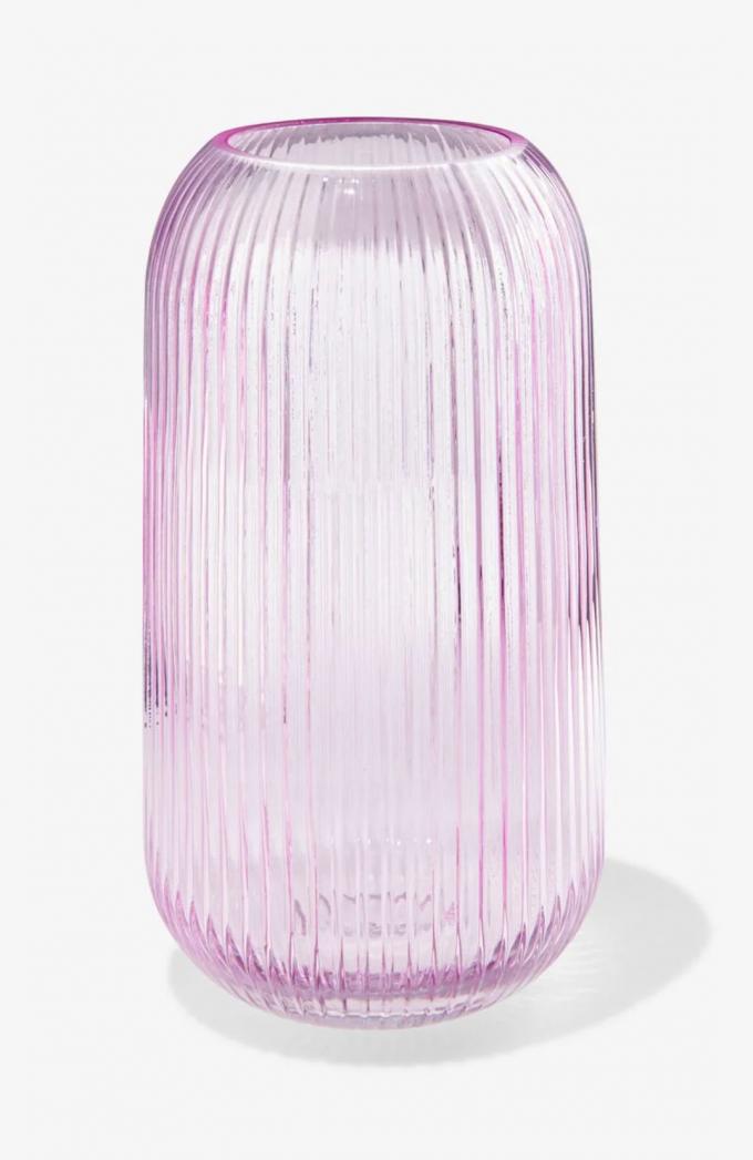 Glazen vaas met ribbels (Ø16x28)