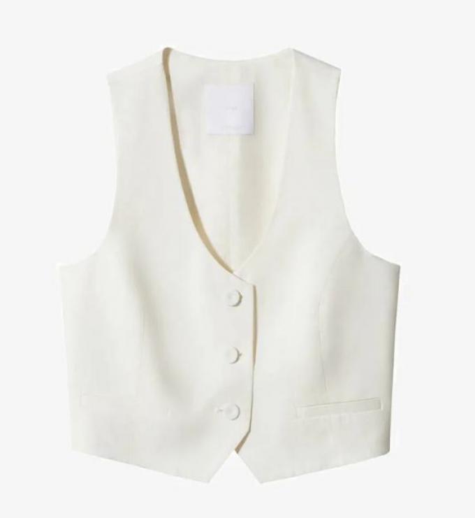 Witte gilet in cropped model met knopen 