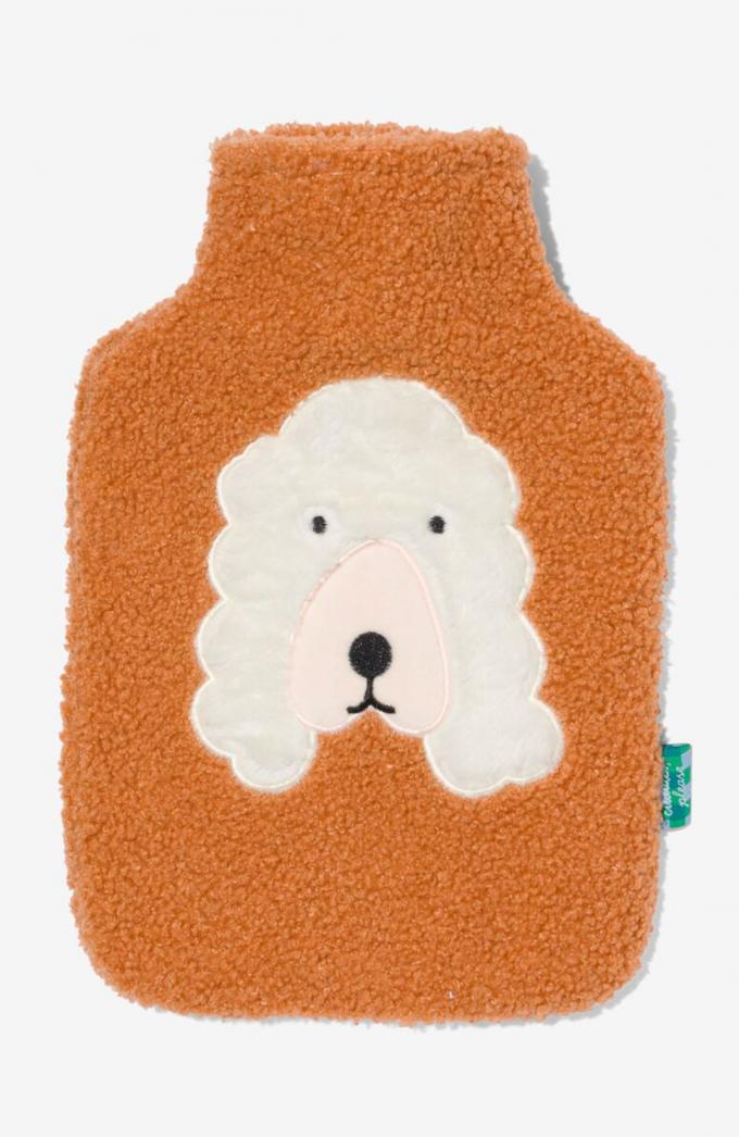 Warmwaterkruik in teddystof met hond (32 x 21 cm)