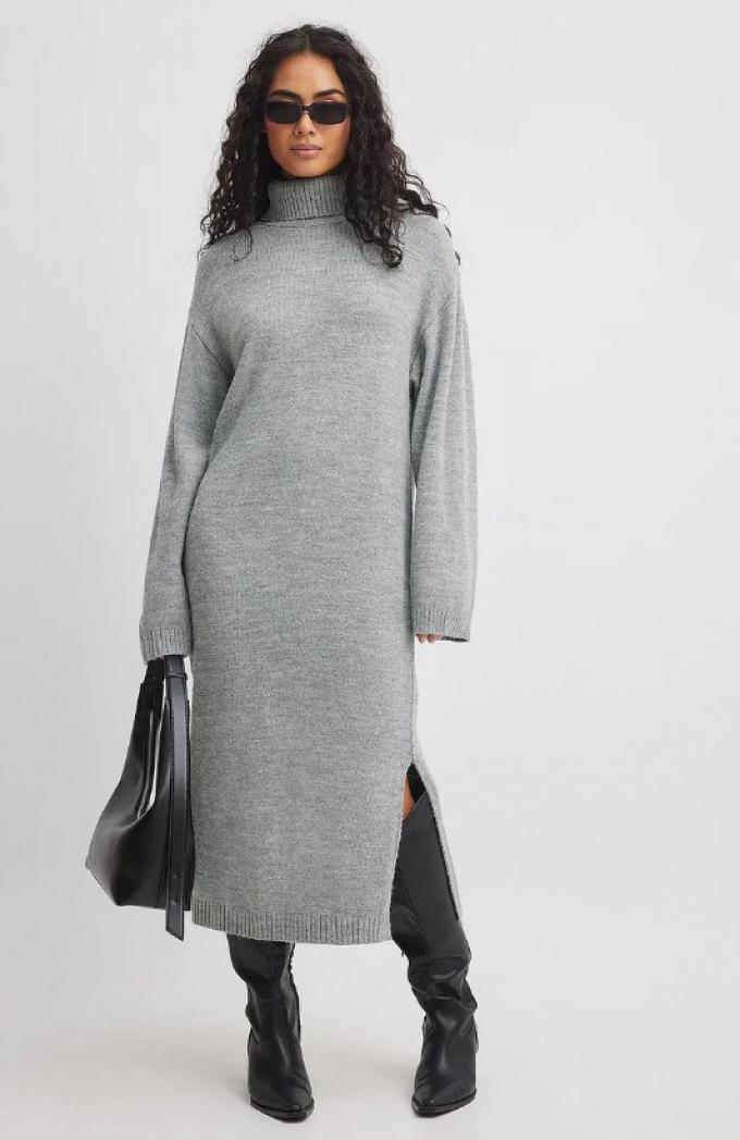 Newshows trui jurk voor dames UK, ronde hals, lange mouwen, elegant, bodycon, winter, herfst, geplooide maxi-jurk, Groen, M