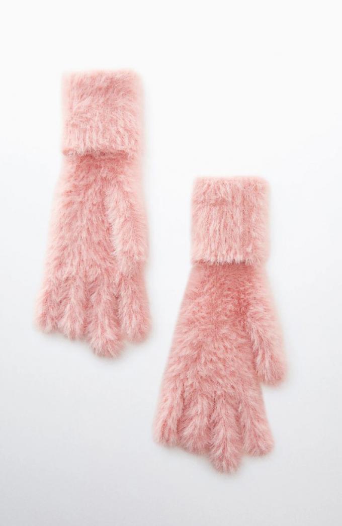 Fluffy roze handschoenen
