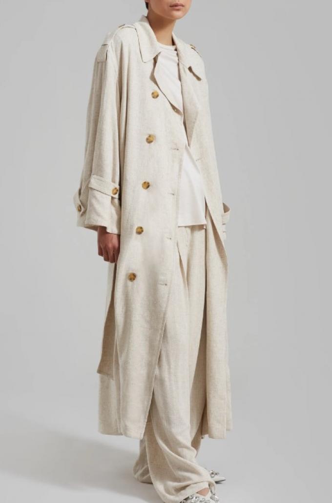 Crèmekleurige trenchcoat in enkellange fit