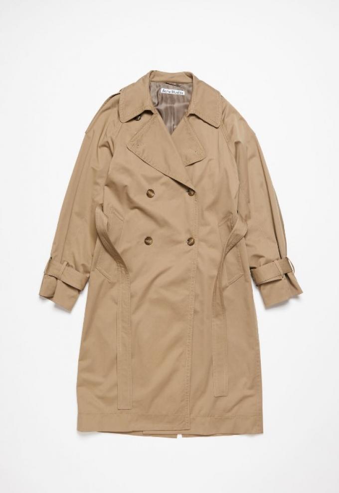 Klassieke double-breasted trenchcoat in beige