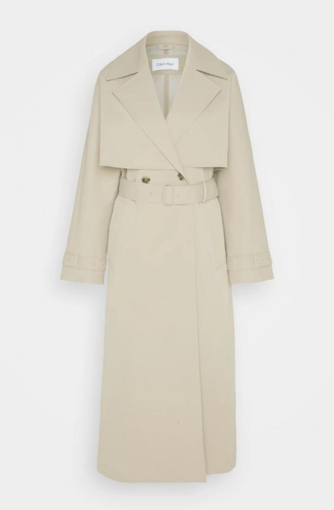 Klassieke beige trenchcoat met strikriem