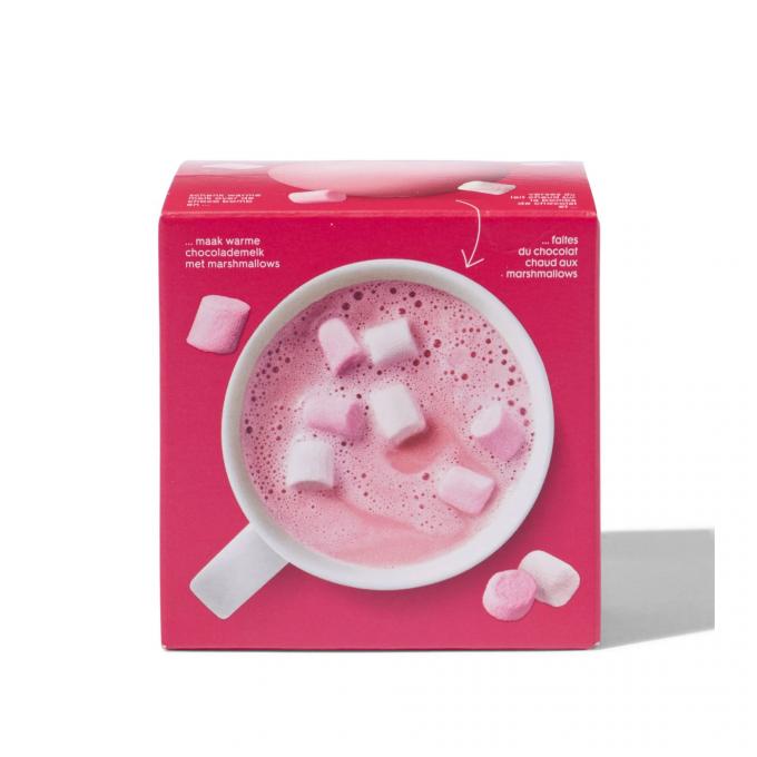 Roze choco bomb met marshmallows