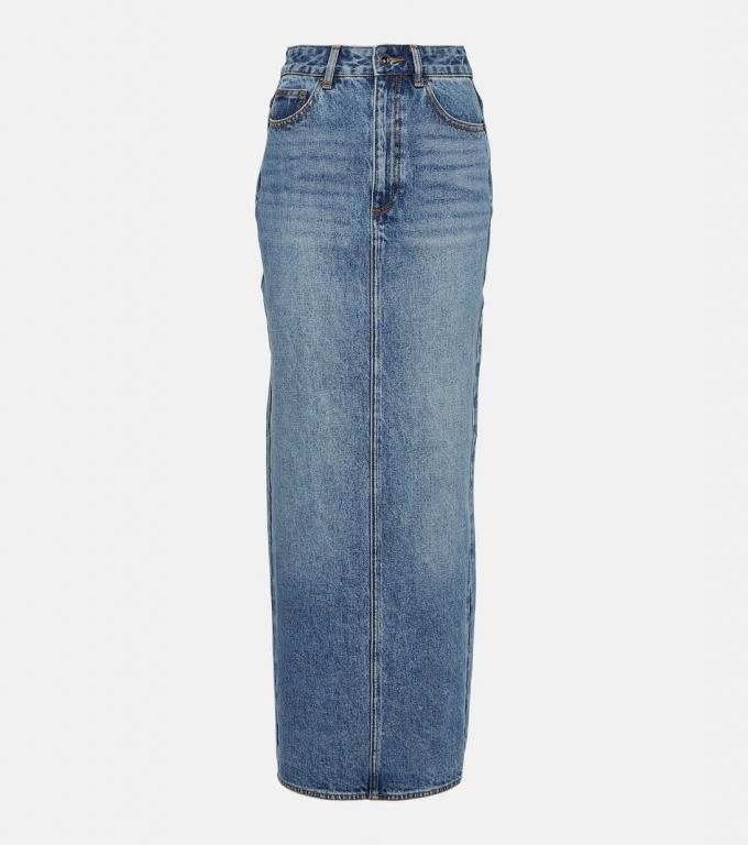 Denim rok met split aan achterkant 