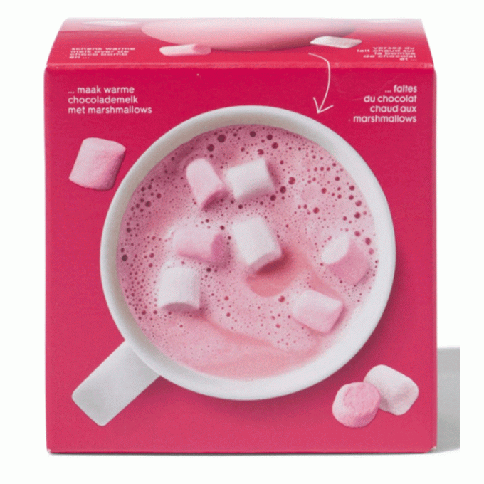 Roze chocobomb met marshmallows