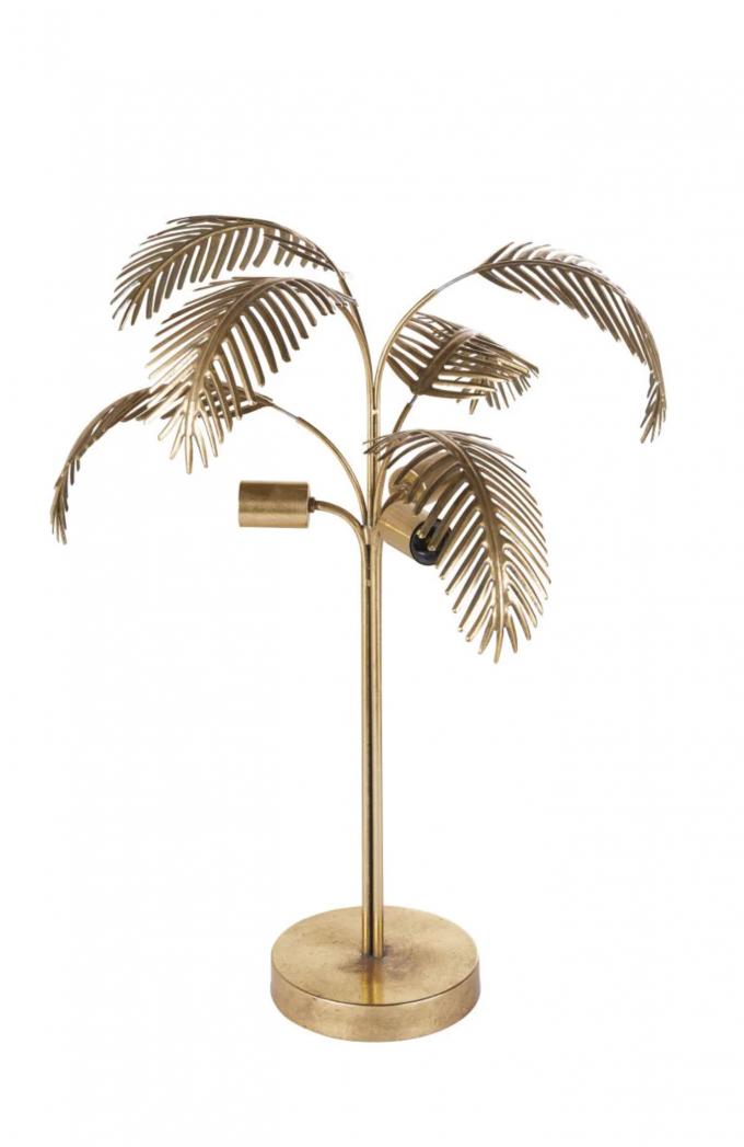 Vergulde tafellamp met palmbladeren (H 74 cm)