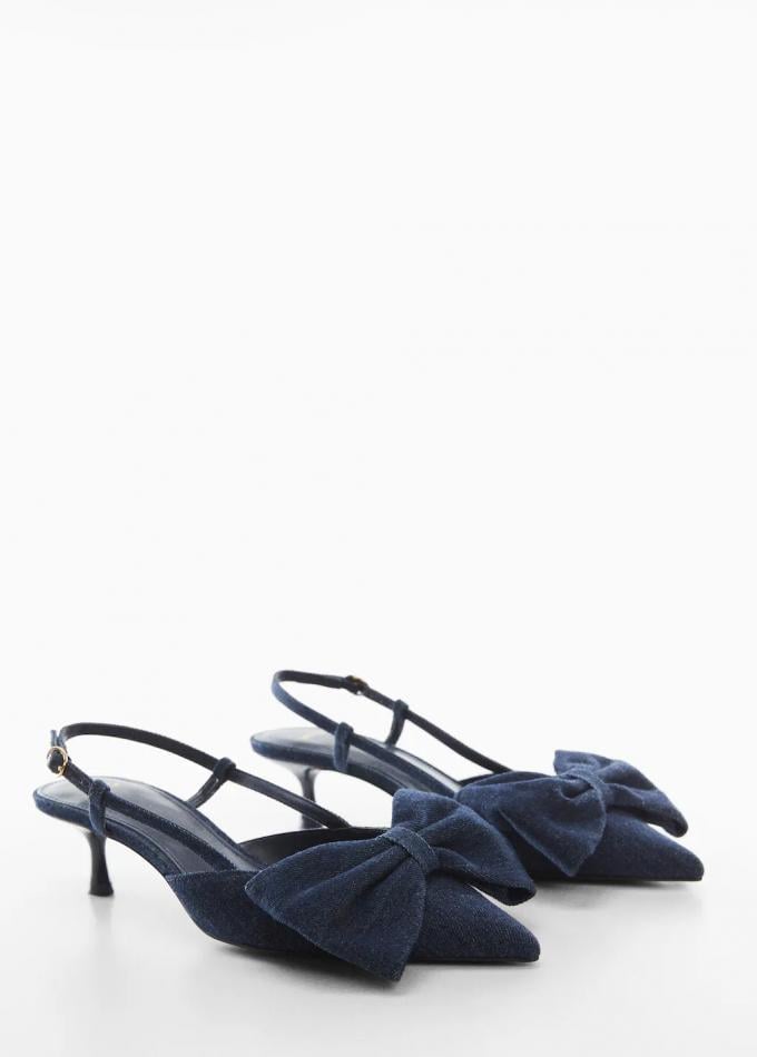 Denim slingbacks met strik 