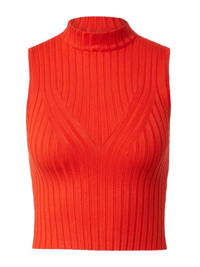 Crop top orange en maille 