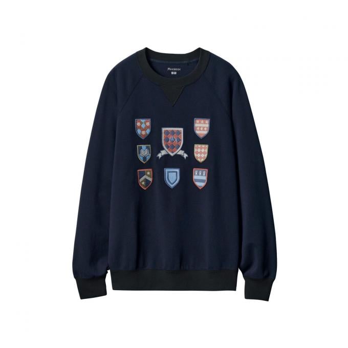 Sweat-shirt bleu avec blasons 