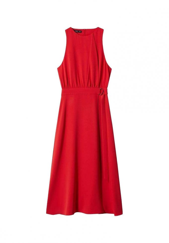 Robe midi rouge avec ceinture