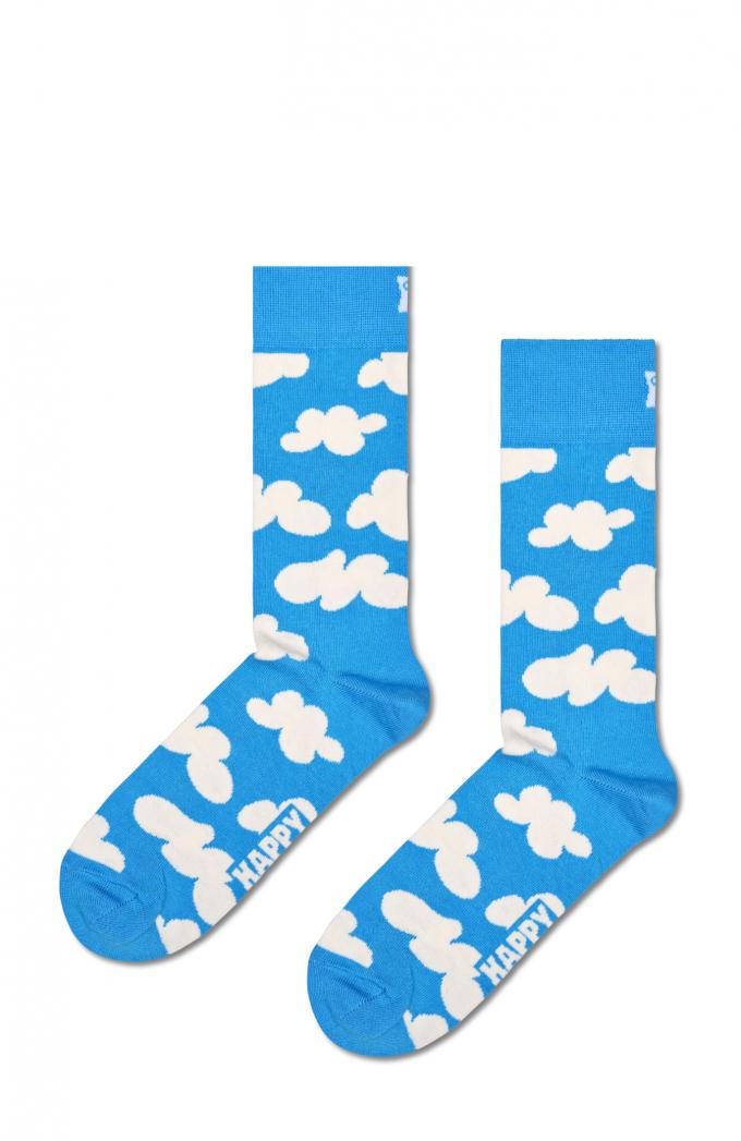 Blauw paar sokken met wolkenmotief 