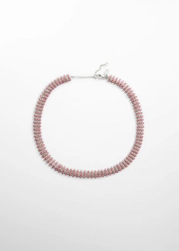 Choker met roze kristallen 