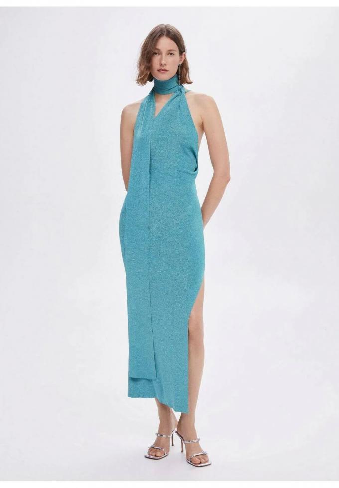 Robe dos nu turquoise