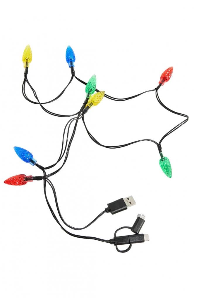 Câble de chargement USB avec lumières de Noël 