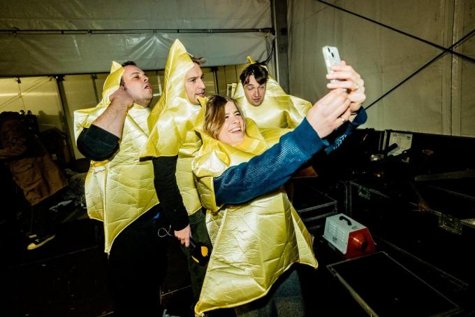 De sterren van de afgelopen week: radiopresentatoren Sander Gilis, Sam De Bruyn, Robin Keyaert en Eva De Roo.