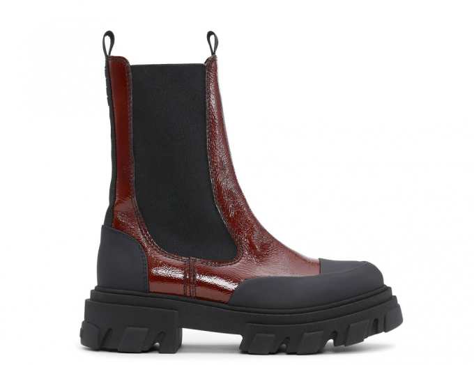 Biker boots met trackzool en laqué coating