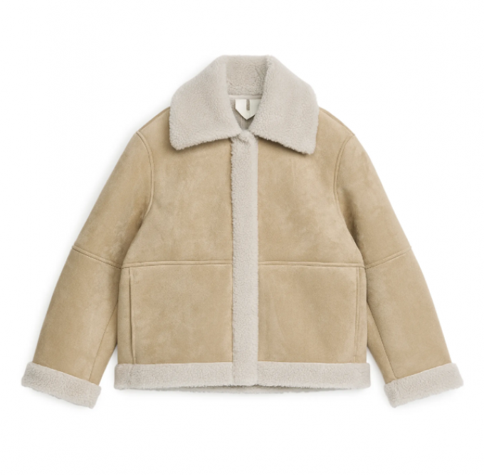 Faux-leren pilotenjas met shearling kraag