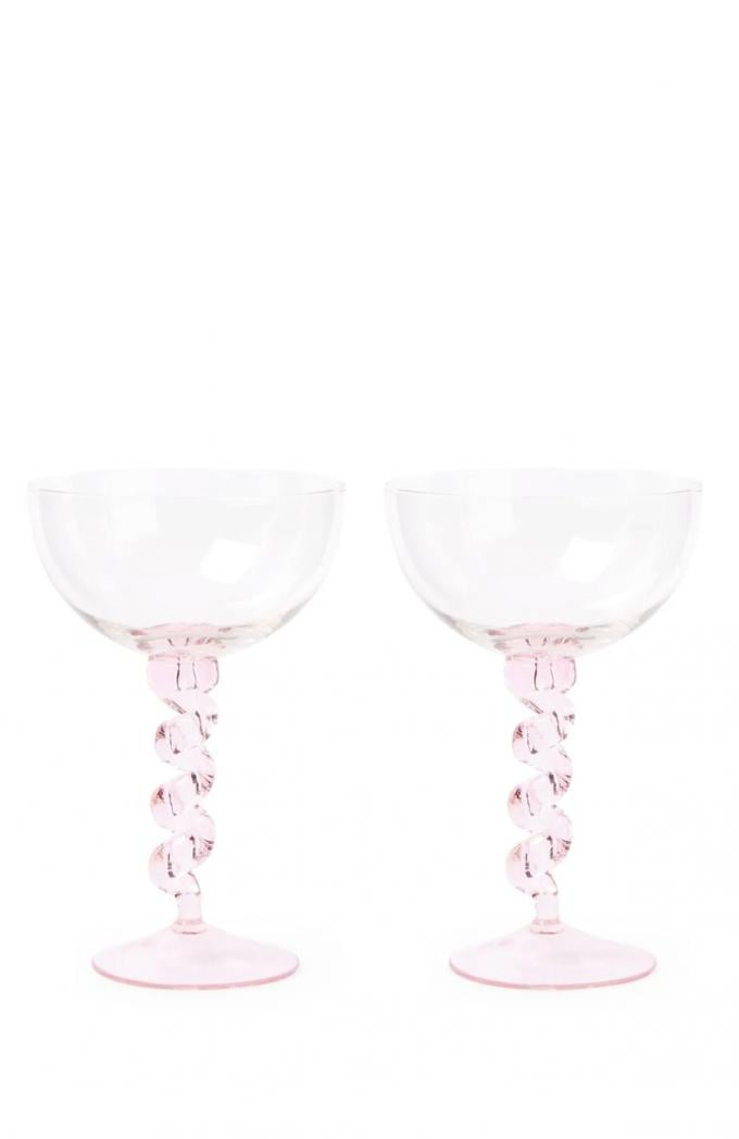 Set van twee coupes met roze voet ‘Spiral’ (30 cl)