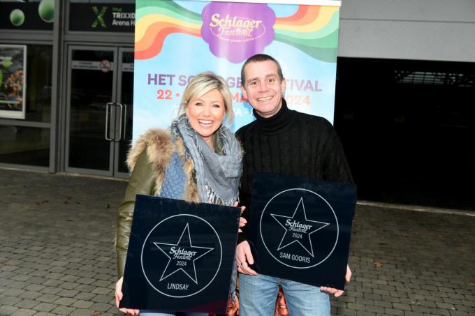 Lindsay en Sam Gooris kregen een ster aan de ingang van Het Schlagerfestival in Hasselt.