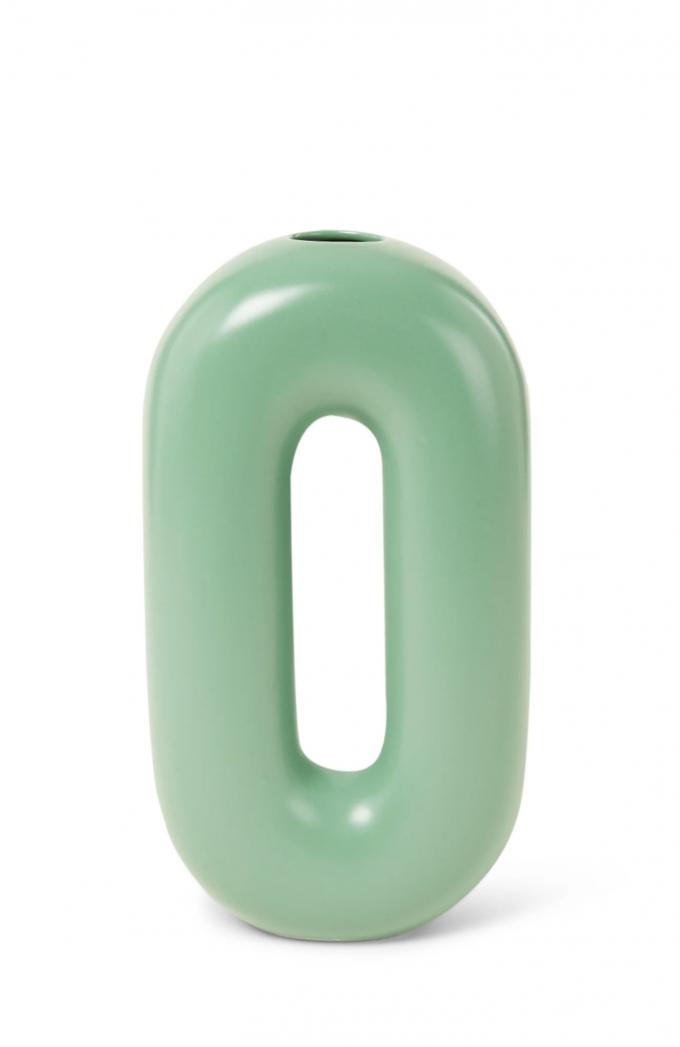 Groene vaas uit dolomiet ‘Capsule’ (B 14 x D 8,5 x H 26 cm)
