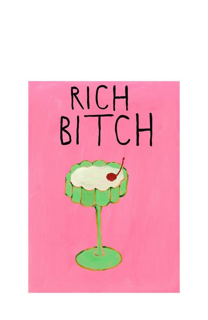 Poster met illustratie van een cocktailglas ‘Rich bitch’ (30 x 40 cm)