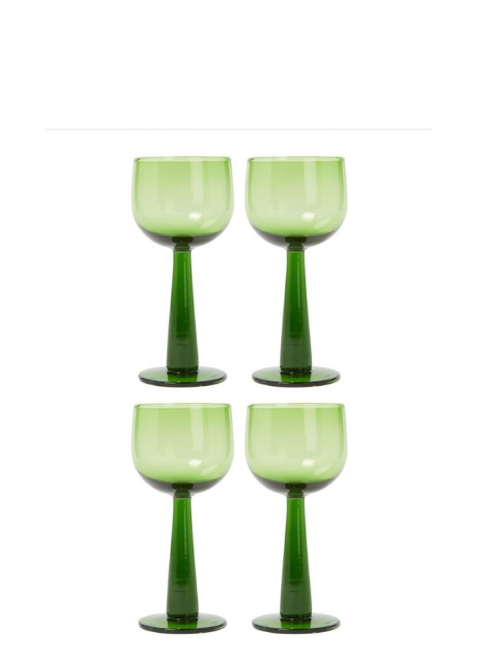 Set van 4 groene wijnglazen ‘The Emeralds’
