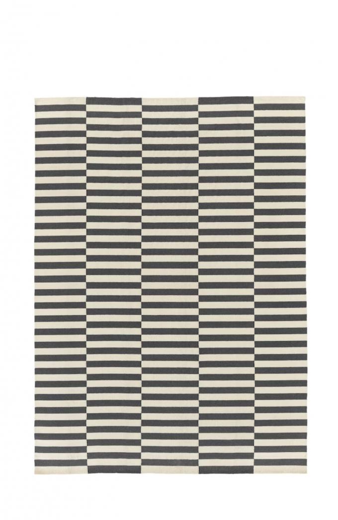 Handgeweven wollen tapijt met grijs-wit streepjespatroon ‘STOCKHOLM 2017’ (250 x 350 cm)