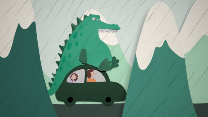 De krokodil is een metafoor voor de eetstoornis: hij ‘ontwaakt’ door de opmerkingen die Hannah van klasgenoten kreeg en je ziet hem groeien doorheen de film. (gf)