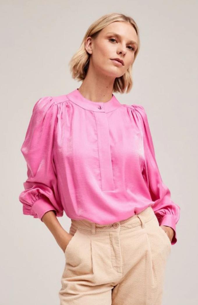 Satijnen blouse in hot pink 