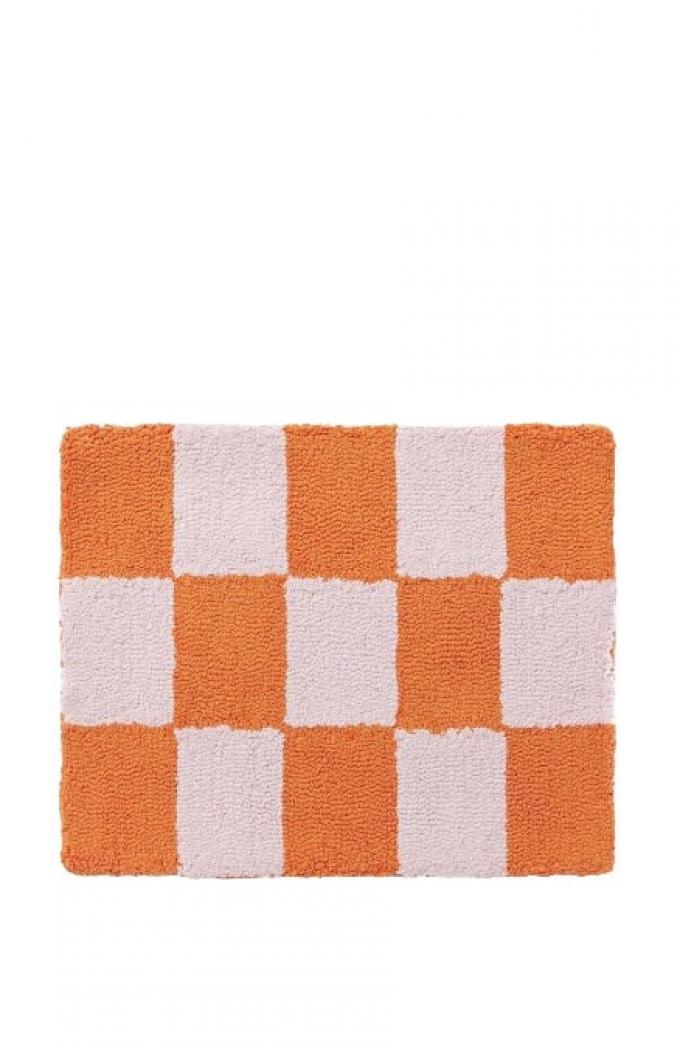 Set van vier oranje-lila handgetufte placemats ‘Kio’