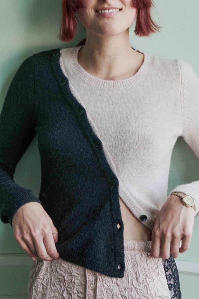 Cardigan asymétrique en laine mélangé