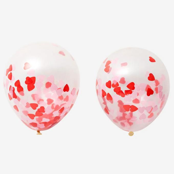 Ballonnen met hartjesconfetti