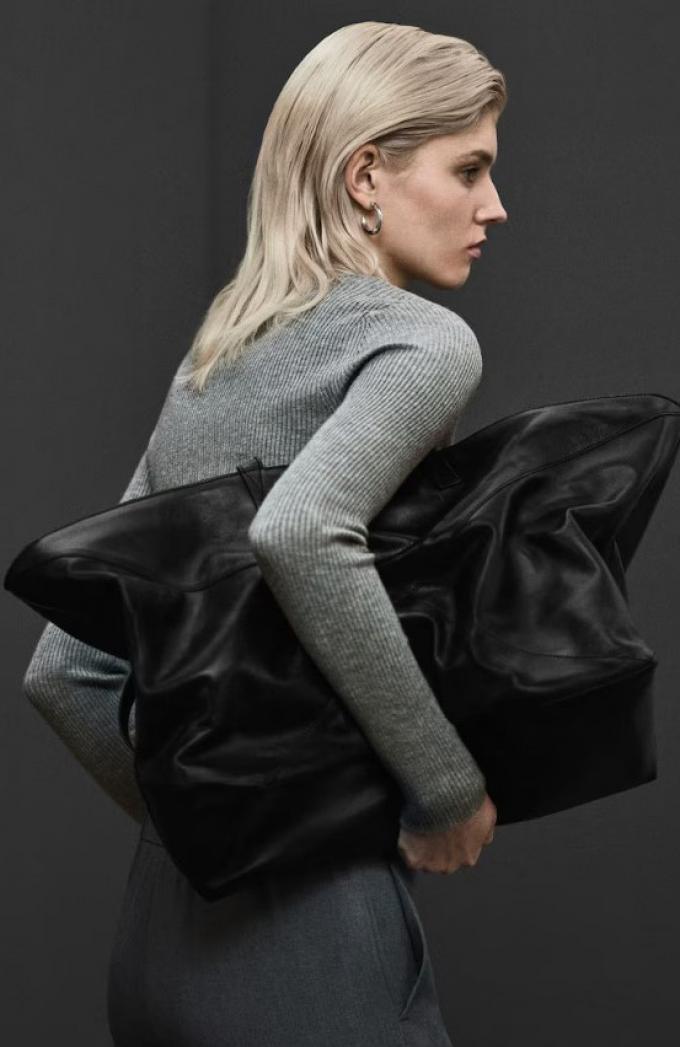 Oversized leren shopper