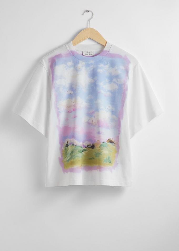 T-shirt met landschapprint