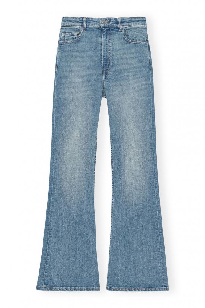 Jeansbroek met brede pijpen 