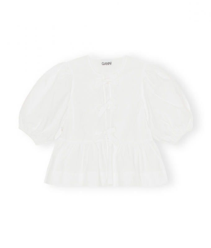 Witte blouse met strikjes
