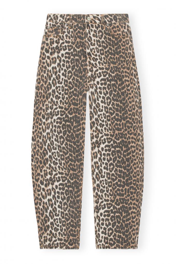 Leopard denim stary jeans van GANNI