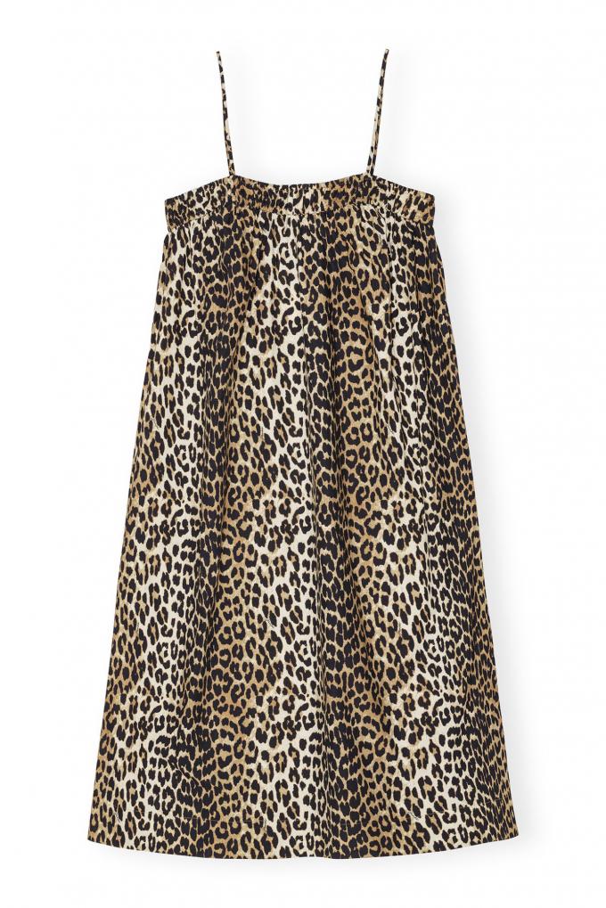 Leopard midi strap dress van GANNI