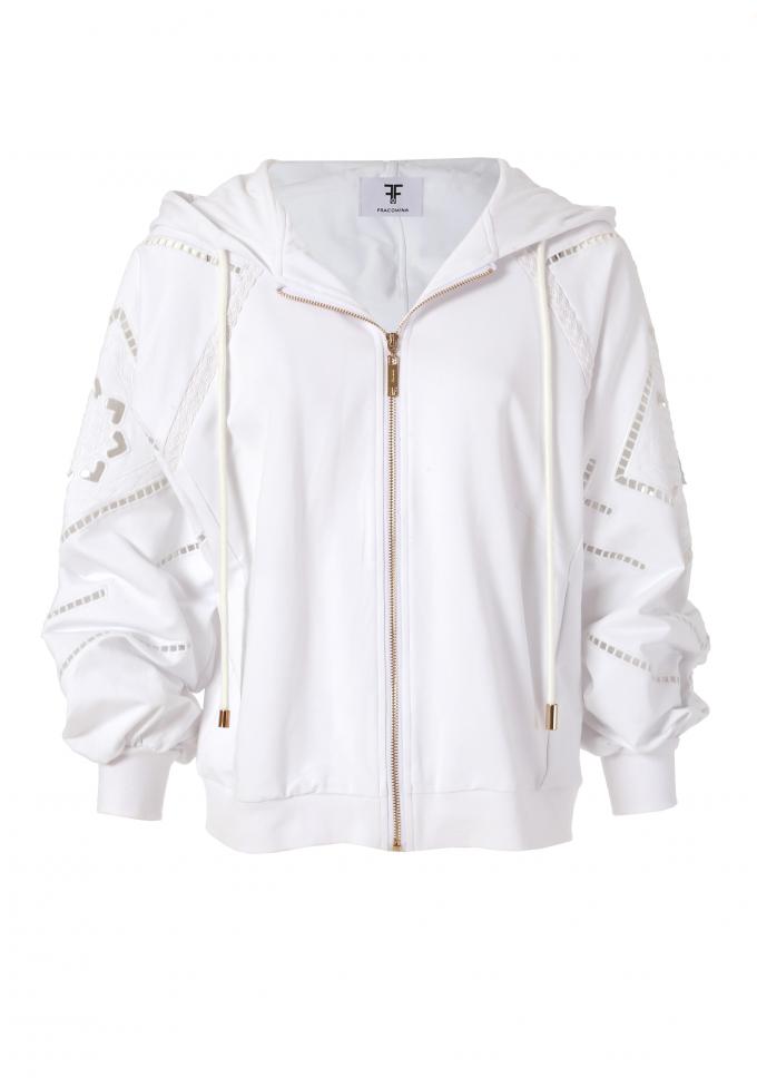 Witte hoody met broderie