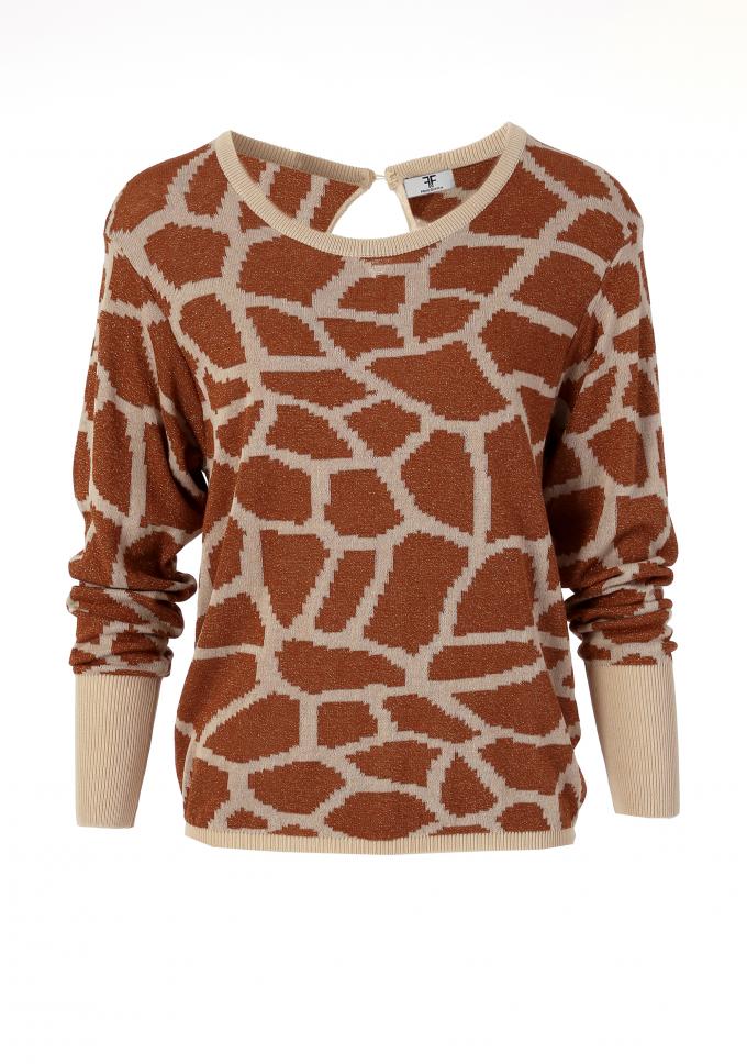 Gebreide sweater met giraffenprint