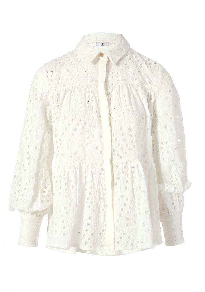 Witte blouse met broderie