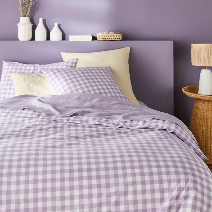 Housse de couette vichy lila