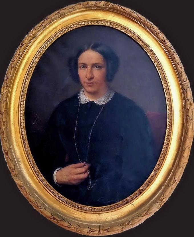 Een geschilderd portret van Marie van Outryve d’Ydewalle. (gf)