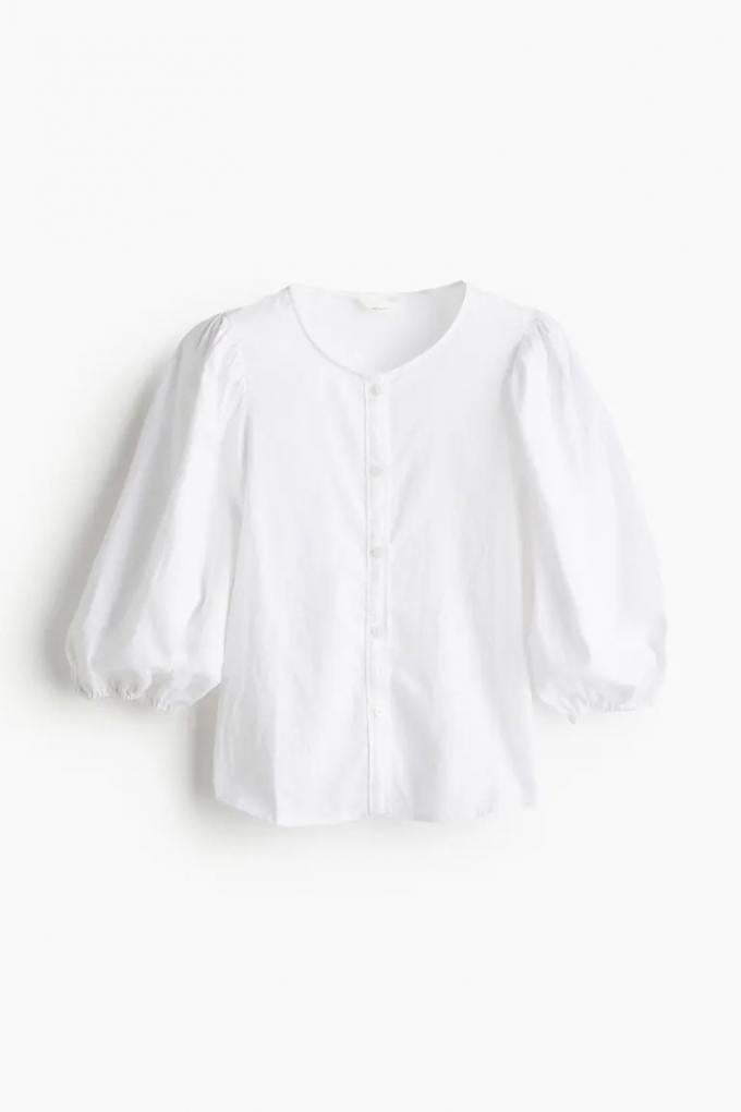 Witte blouse van linnenmix 