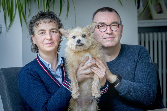 Tamara Despierre en Frederic Roosen, hier met straathondje Basiel, zijn de bezielers van Future4Dogs: “De voorbije vijf jaar hebben we al een tweehonderdtal viervoeters naar Vlaanderen kunnen brengen.”